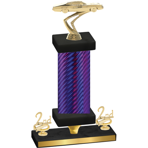 Premium Single Purple Carbon Fiber Second Place Cars Trophy