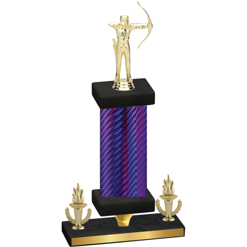 Premium Single Purple Carbon Fiber Victory Archery Trophy