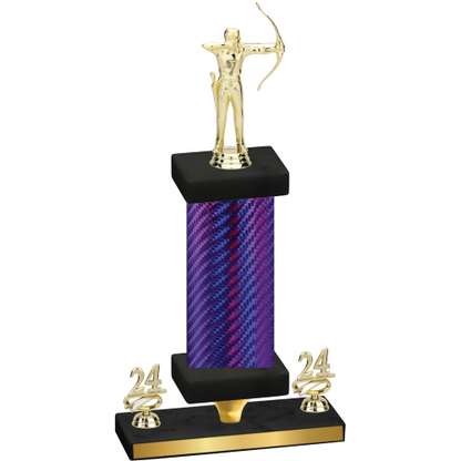 Premium Single Purple Carbon Fiber Year Archery Trophy