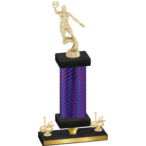 Premium Single Purple Carbon Fiber First Place Basketball Trophy