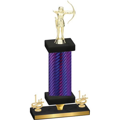 Premium Single Purple Carbon Fiber First Place Archery Trophy