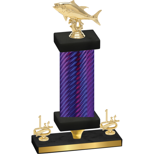 Premium Single Purple Carbon Fiber First Place Fishing Trophy