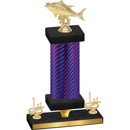 Premium Single Purple Carbon Fiber First Place Fishing Trophy