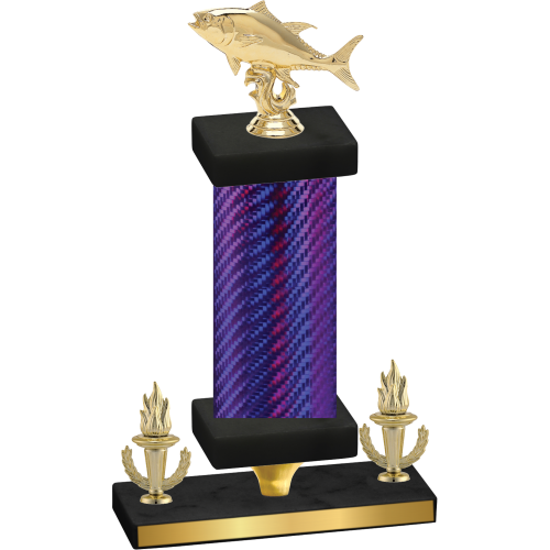 Premium Single Purple Carbon Fiber Victory Fishing Trophy