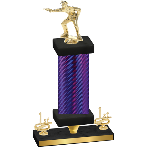 Premium Single Purple Carbon Fiber First Place Shooter Trophy