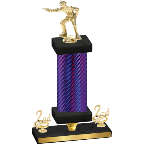 Premium Single Purple Carbon Fiber Second Place Shooter Trophy