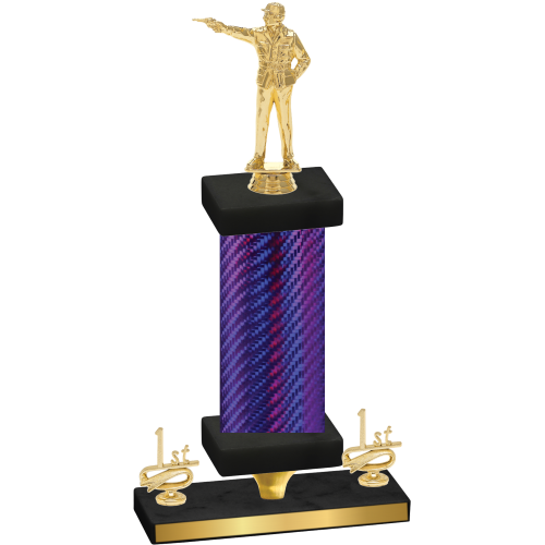 Premium Single Purple Carbon Fiber First Place Shooter Trophy