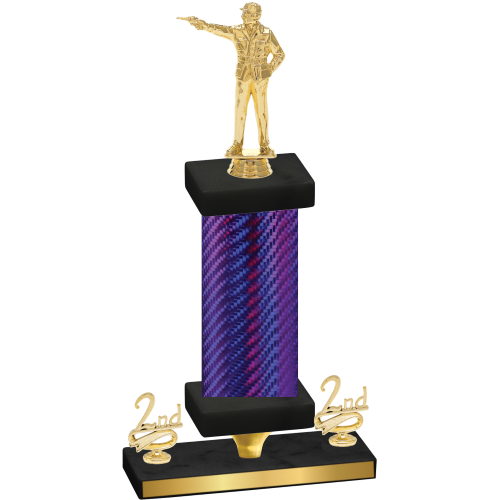 Premium Single Purple Carbon Fiber Second Place Shooter Trophy