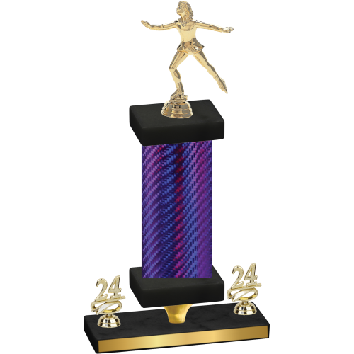 Premium Single Purple Carbon Fiber Year Skater Trophy