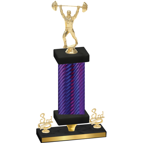 Premium Single Purple Carbon Fiber Third Place Weights Trophy