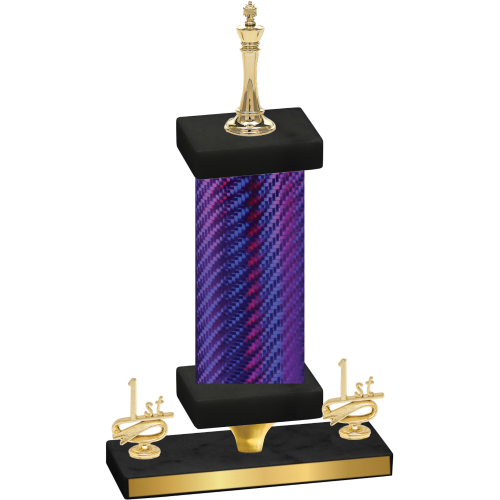 Premium Single Purple Carbon Fiber First Place Chess Trophy