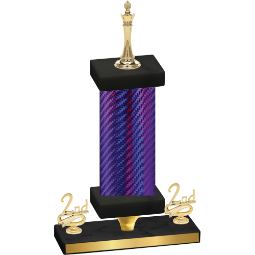 Premium Single Purple Carbon Fiber Second Place Chess Trophy