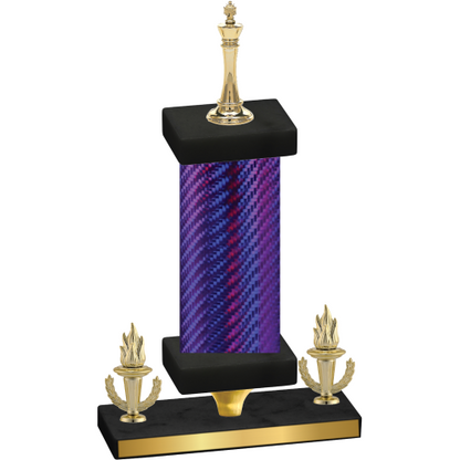 Premium Single Purple Carbon Fiber Victory Chess Trophy