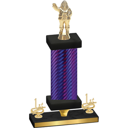 Premium Single Purple Carbon Fiber First Place Holiday Trophy