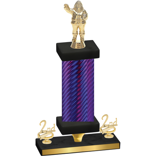 Premium Single Purple Carbon Fiber Second Place Holiday Trophy