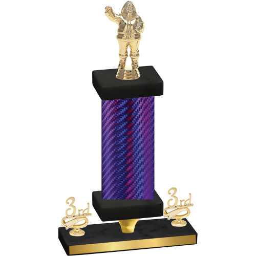 Premium Single Purple Carbon Fiber Third Place Holiday Trophy