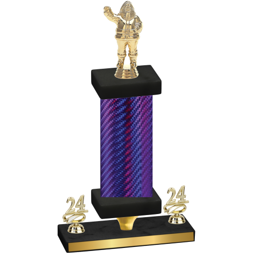 Premium Single Purple Carbon Fiber Year Holiday Trophy