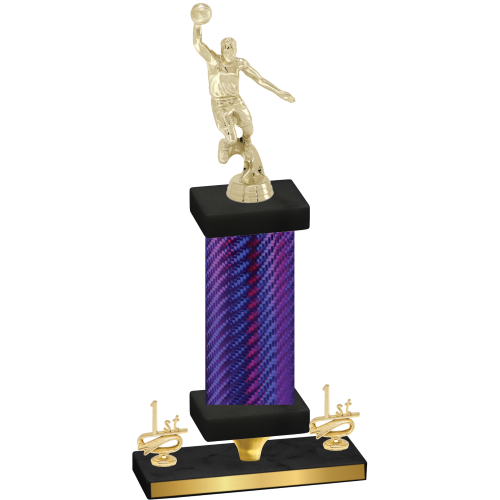 Premium Single Purple Carbon Fiber First Place Basketball Trophy