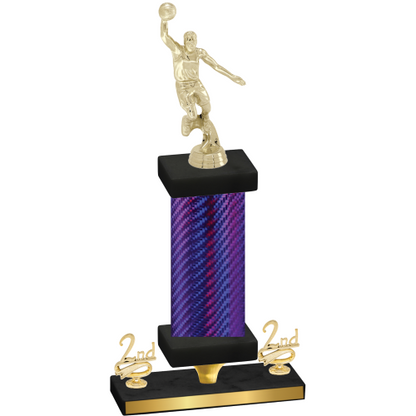 Premium Single Purple Carbon Fiber Second Place Basketball Trophy