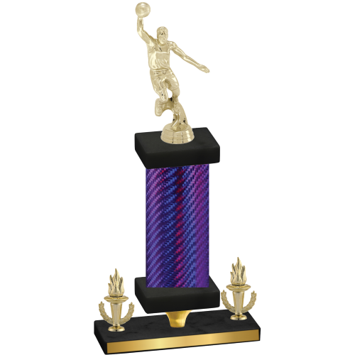 Premium Single Purple Carbon Fiber Victory Basketball Trophy