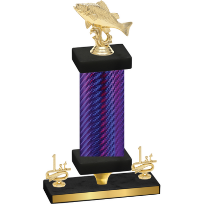 Premium Single Purple Carbon Fiber First Place Fishing Trophy