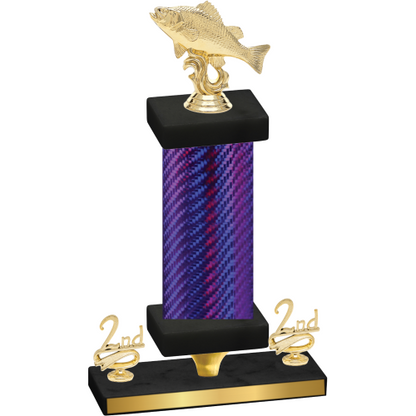 Premium Single Purple Carbon Fiber Second Place Fishing Trophy