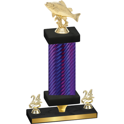 Premium Single Purple Carbon Fiber Year Fishing Trophy