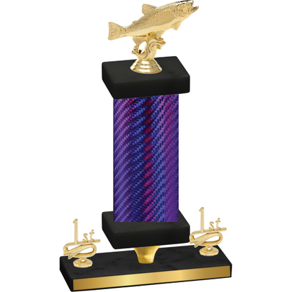 Premium Single Purple Carbon Fiber First Place Fishing Trophy