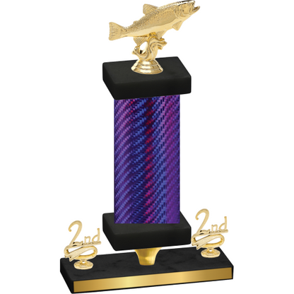 Premium Single Purple Carbon Fiber Second Place Fishing Trophy