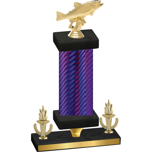 Premium Single Purple Carbon Fiber Victory Fishing Trophy