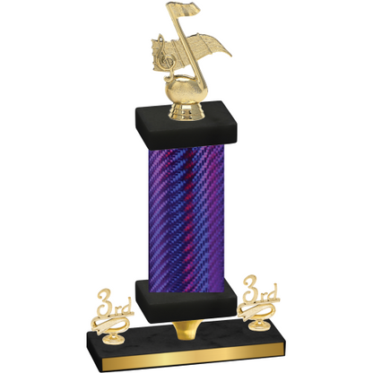 Premium Single Purple Carbon Fiber Third Place Music Trophy