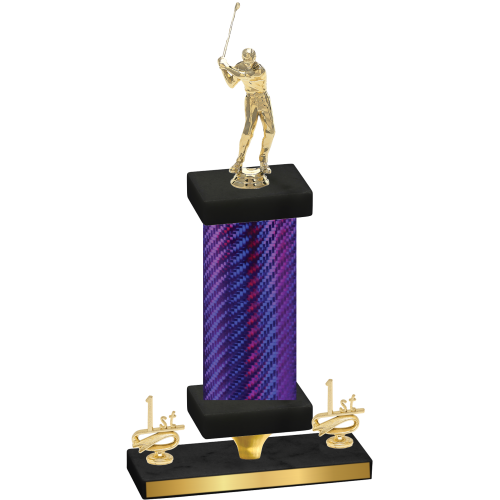 Premium Single Purple Carbon Fiber First Place Golf Trophy