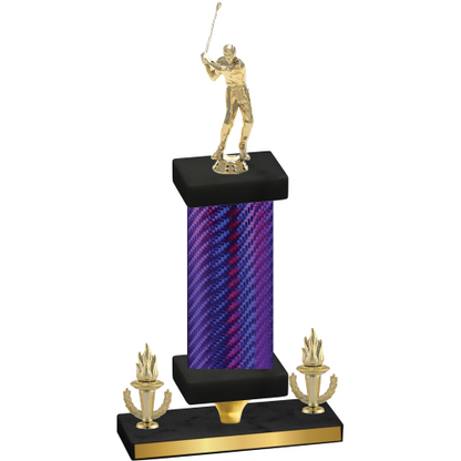 Premium Single Purple Carbon Fiber Victory Golf Trophy