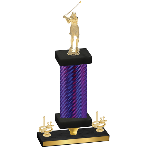 Premium Single Purple Carbon Fiber First Place Golf Trophy