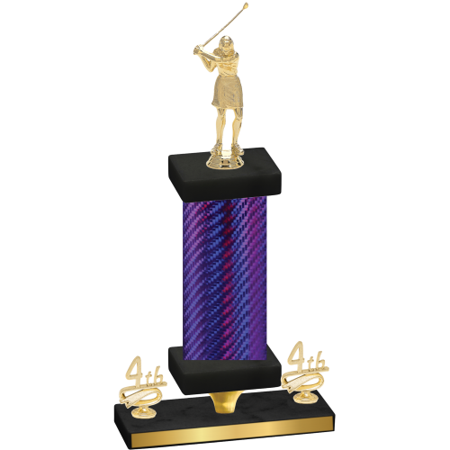 Premium Single Purple Carbon Fiber Fourth Place Golf Trophy