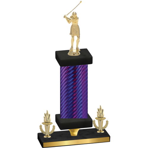 Premium Single Purple Carbon Fiber Victory Golf Trophy