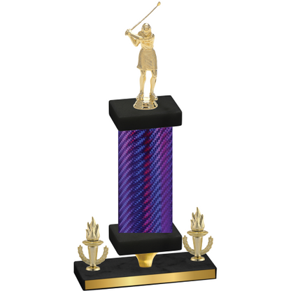 Premium Single Purple Carbon Fiber Victory Golf Trophy