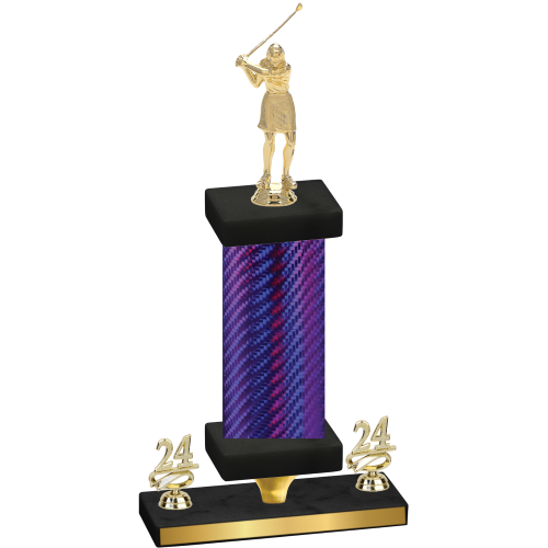 Premium Single Purple Carbon Fiber Year Golf Trophy