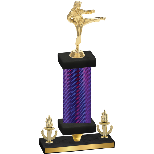 Premium Single Purple Carbon Fiber Victory Karate Trophy