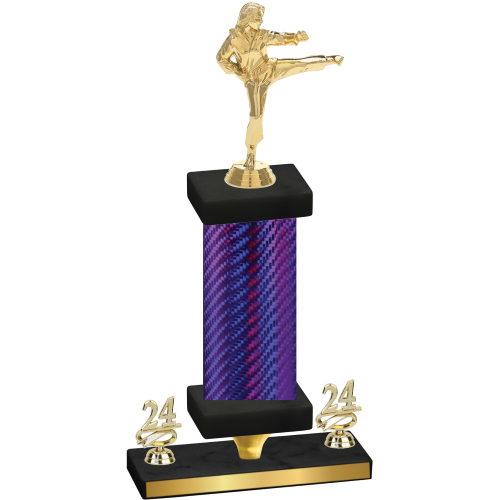 Premium Single Purple Carbon Fiber Year Karate Trophy