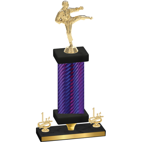 Premium Single Purple Carbon Fiber First Place Karate Trophy