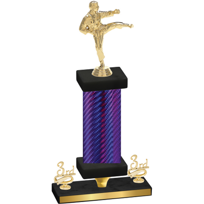 Premium Single Purple Carbon Fiber Third Place Karate Trophy