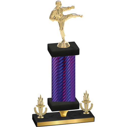 Premium Single Purple Carbon Fiber Victory Karate Trophy