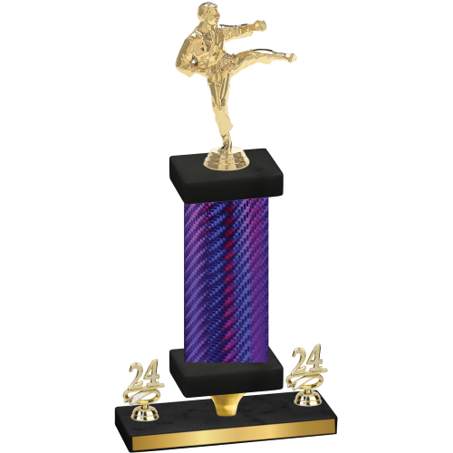 Premium Single Purple Carbon Fiber Year Karate Trophy