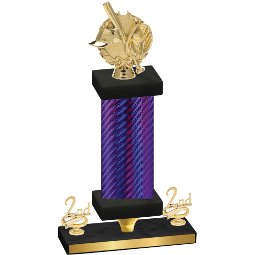 Premium Single Purple Carbon Fiber Second Place Baseball Trophy