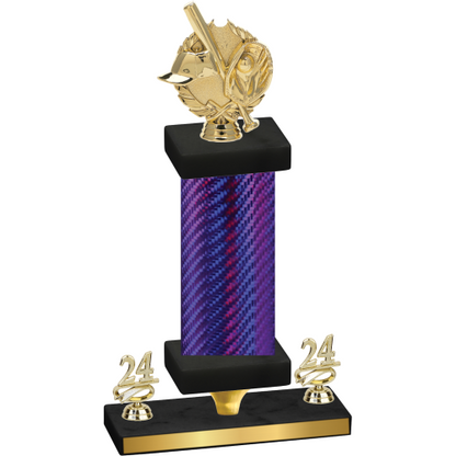 Premium Single Purple Carbon Fiber Year Baseball Trophy