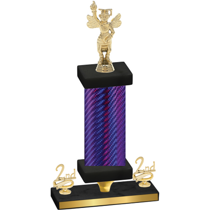 Premium Single Purple Carbon Fiber Second Place Academics Trophy