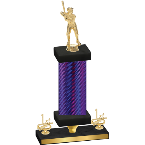 Premium Single Purple Carbon Fiber First Place Baseball Trophy