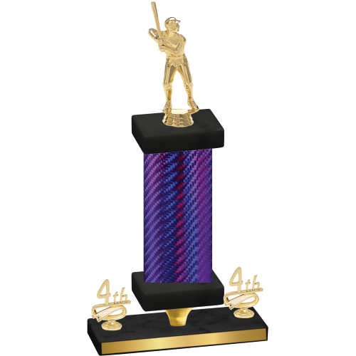 Premium Single Purple Carbon Fiber Fourth Place Baseball Trophy