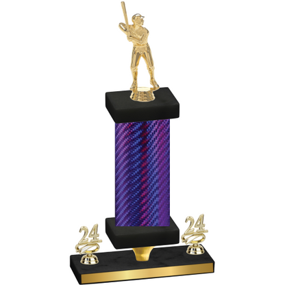 Premium Single Purple Carbon Fiber Year Baseball Trophy